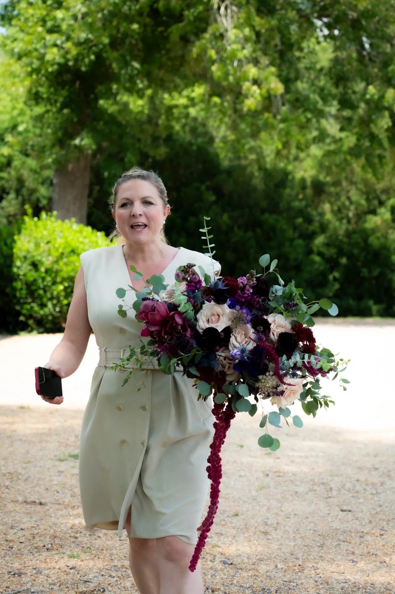 Running a bouquet to the ceremony